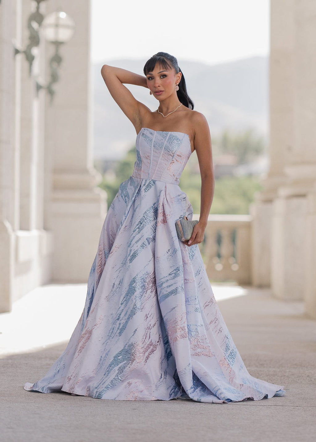 Vestido metálico Nessa - Azul