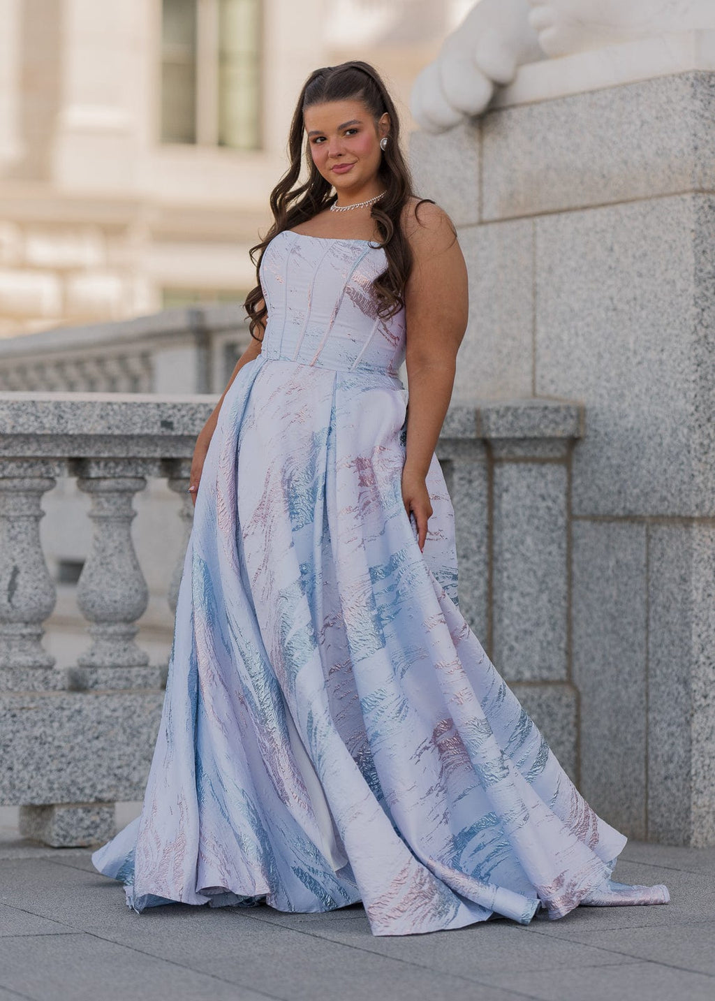 Vestido metálico Nessa - Azul