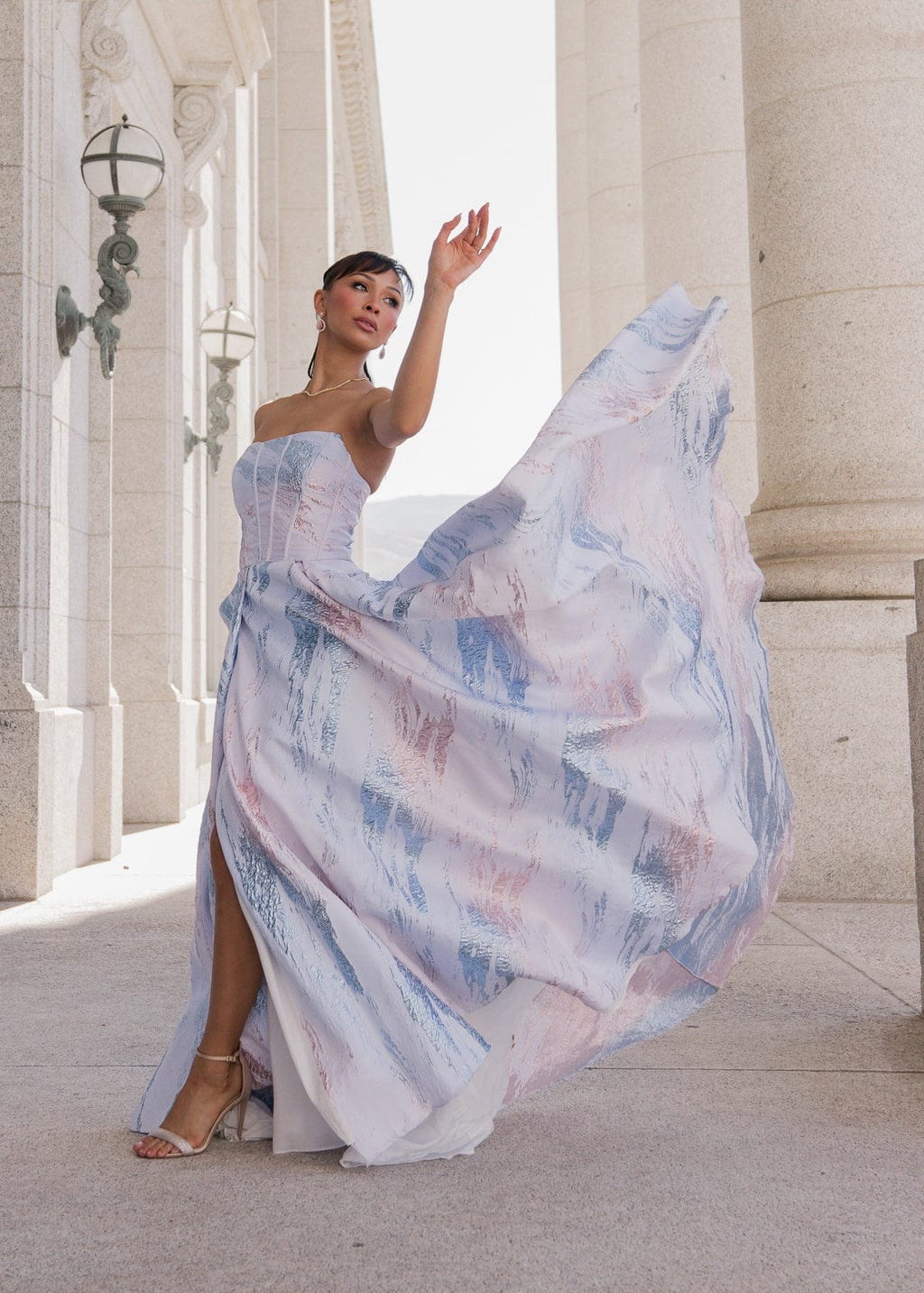 Vestido metálico Nessa - Azul