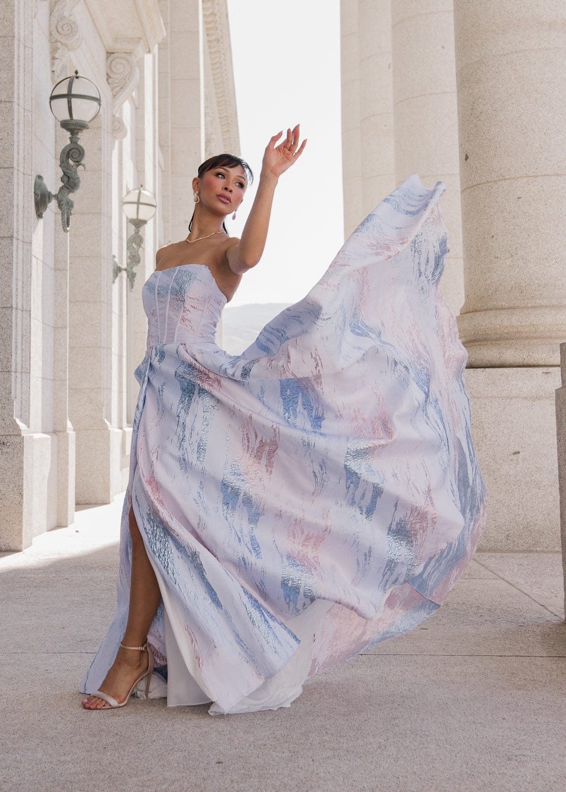 Vestido metálico Nessa - Azul