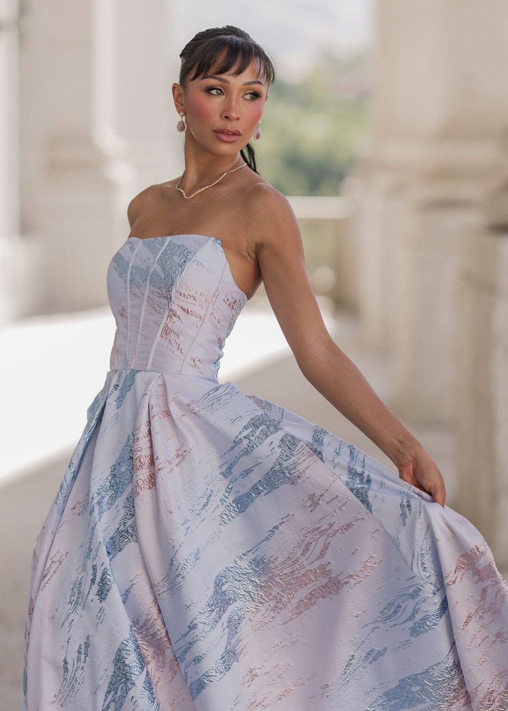 Vestido metálico Nessa - Azul