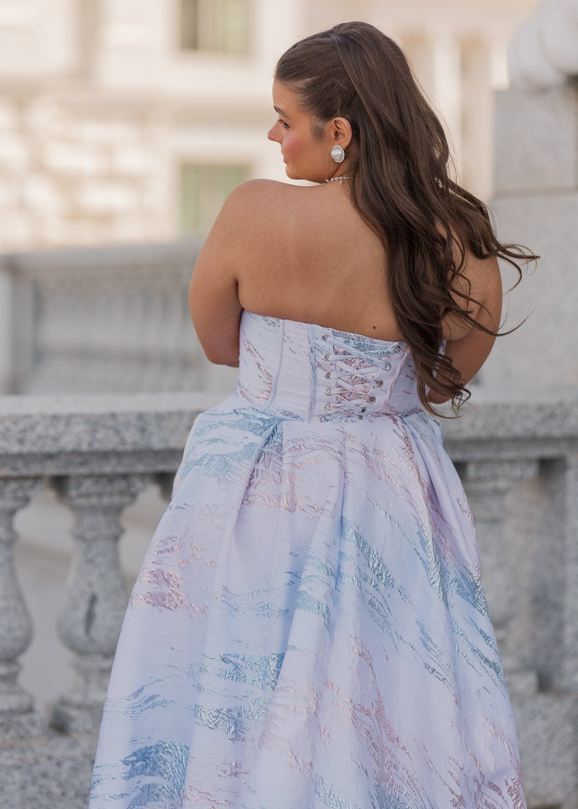Vestido metálico Nessa - Azul
