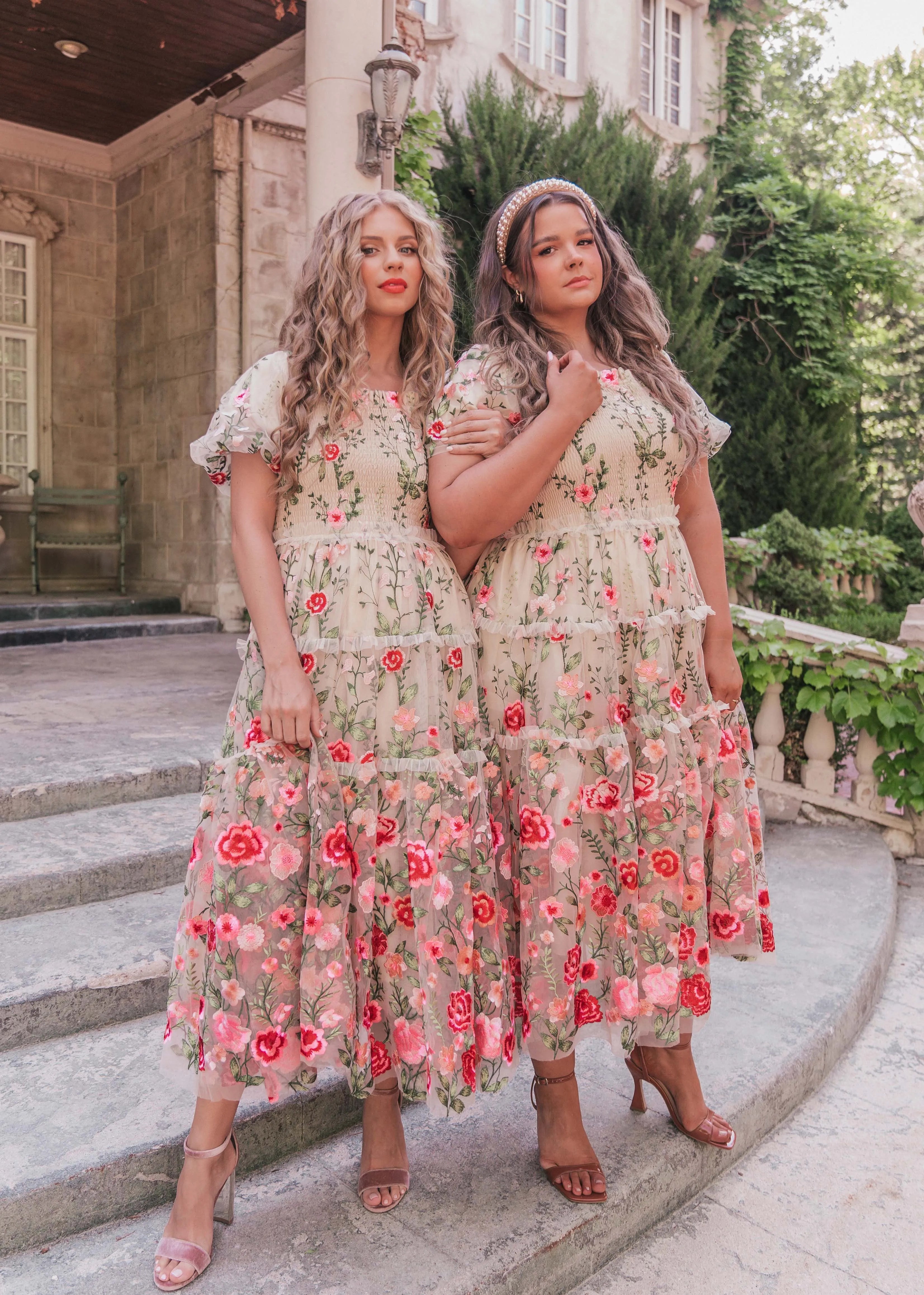 Vestido Midi Rosa - Crema