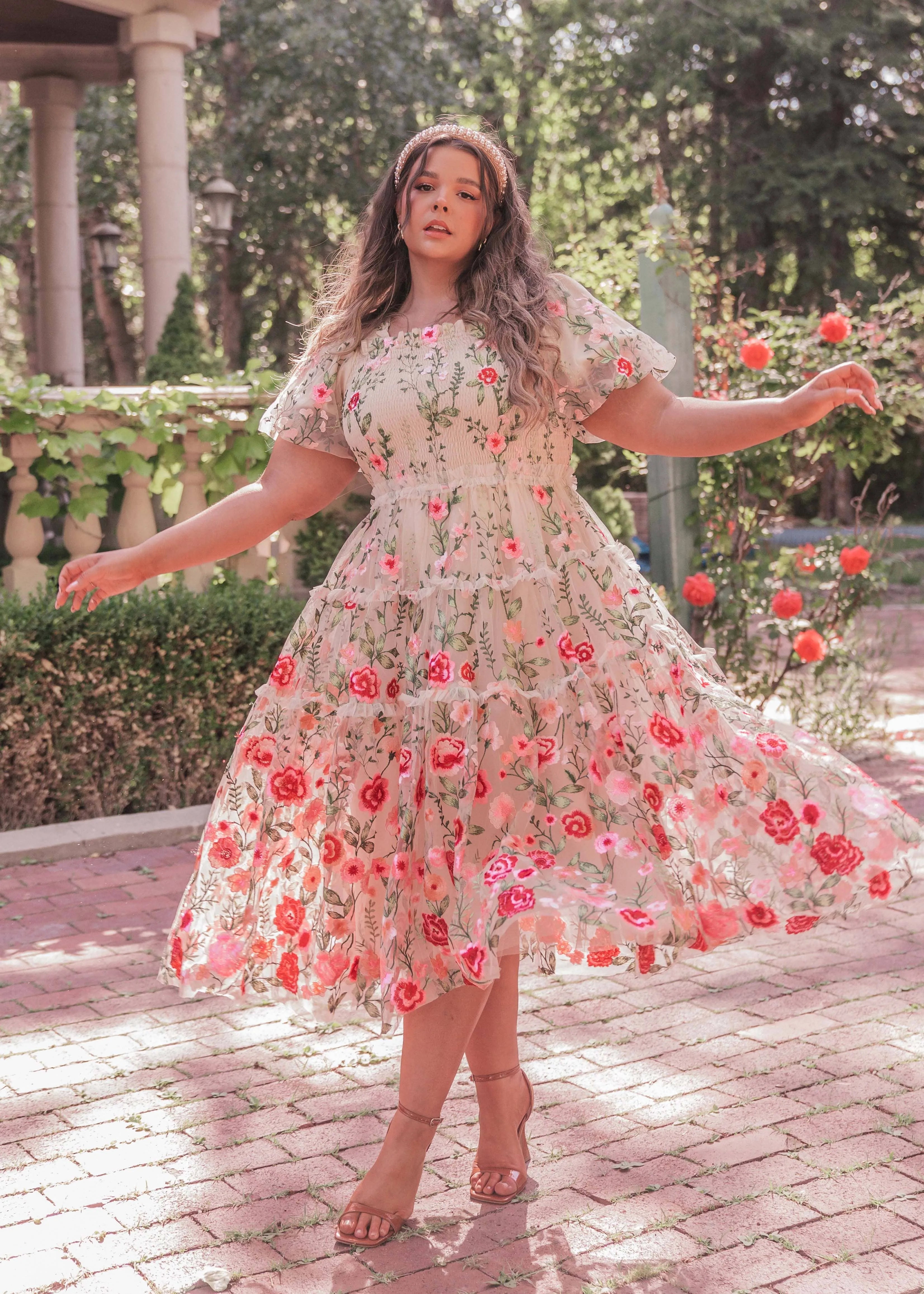 Vestido Midi Rosa - Crema
