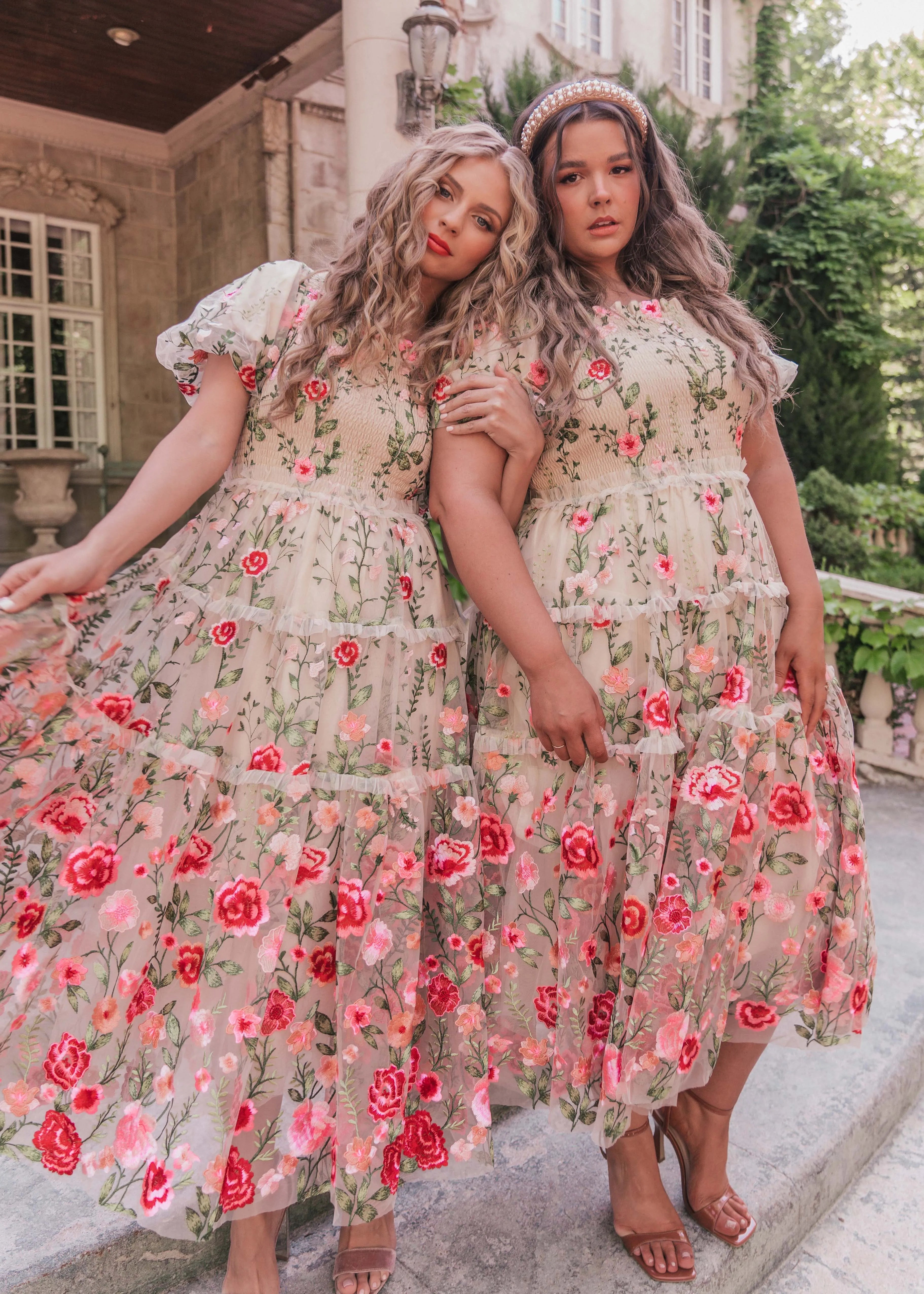 Vestido Midi Rosa - Crema