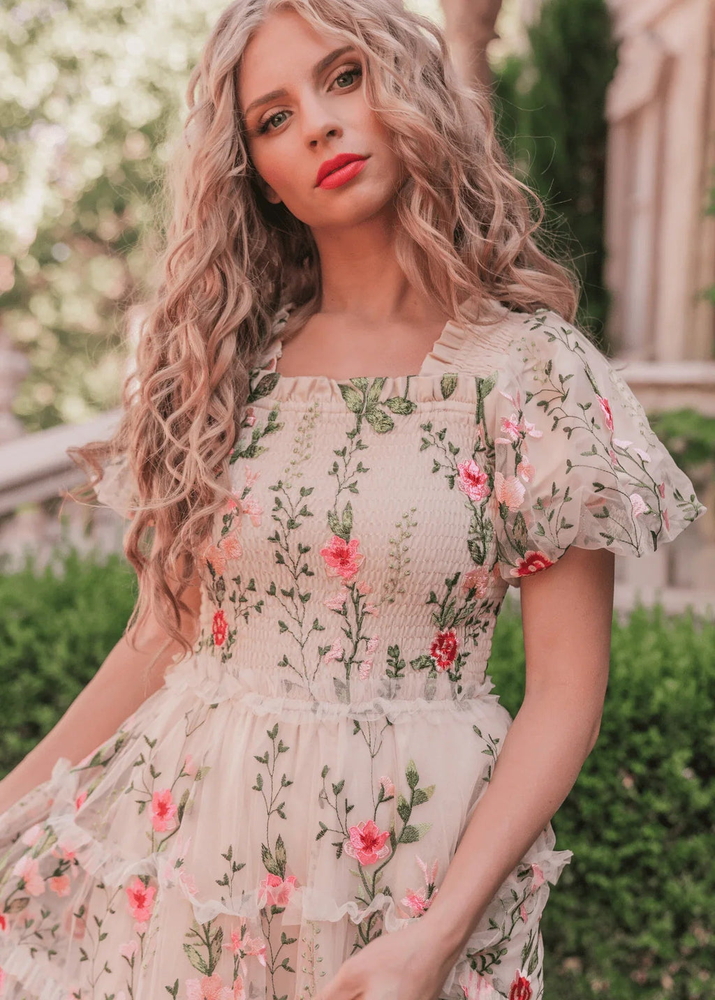 Vestido Midi Rosa - Crema