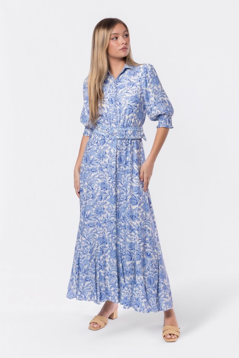 Karen Dress (White/Blue)