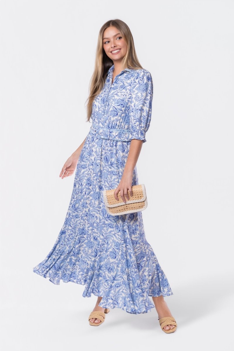 Karen Dress (White/Blue)