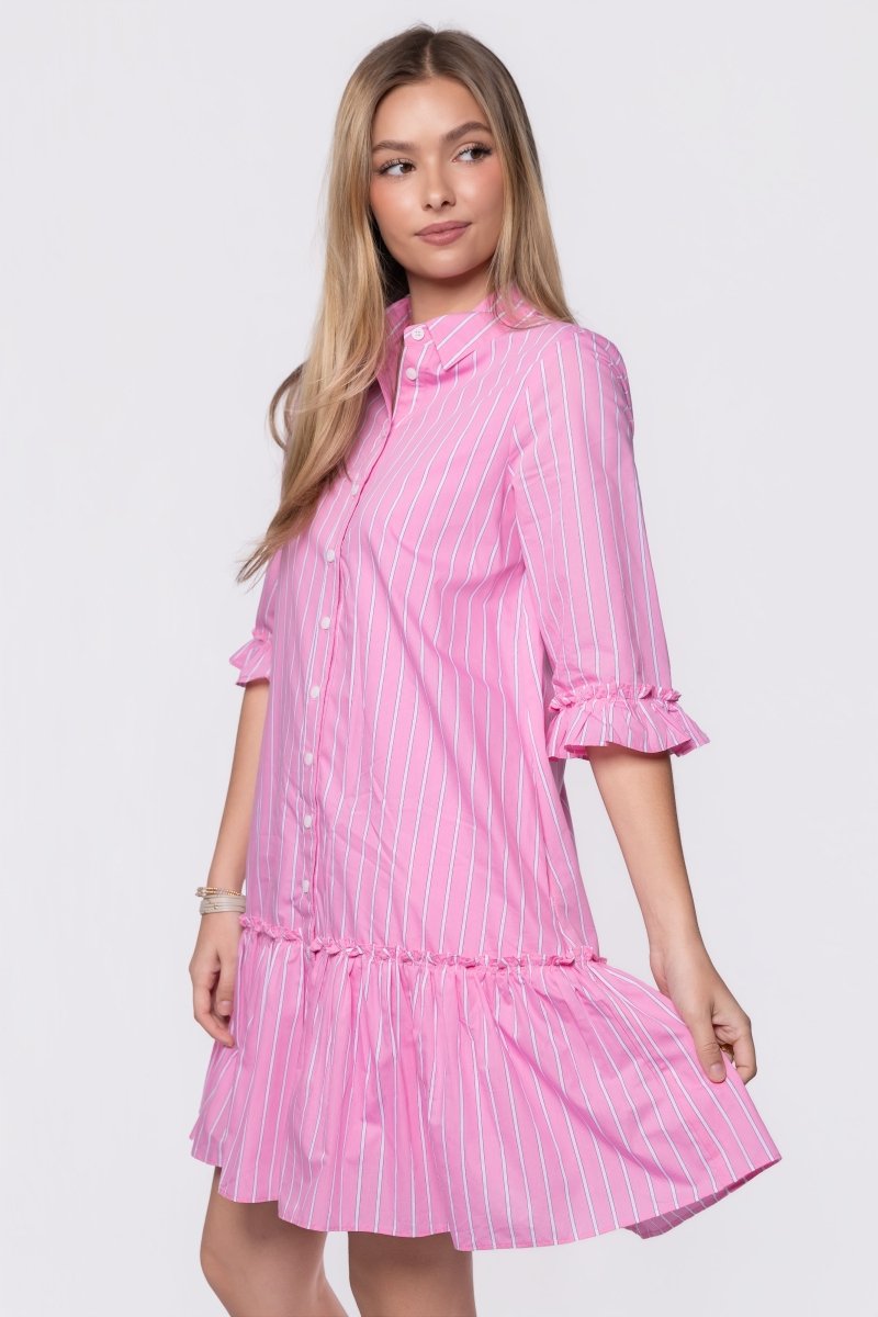 Kiana Dress (Light Pink Stripe)