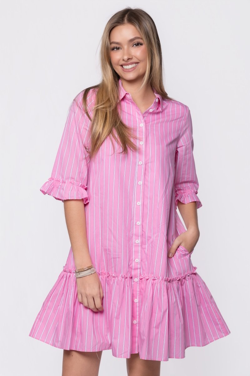 Kiana Dress (Light Pink Stripe)