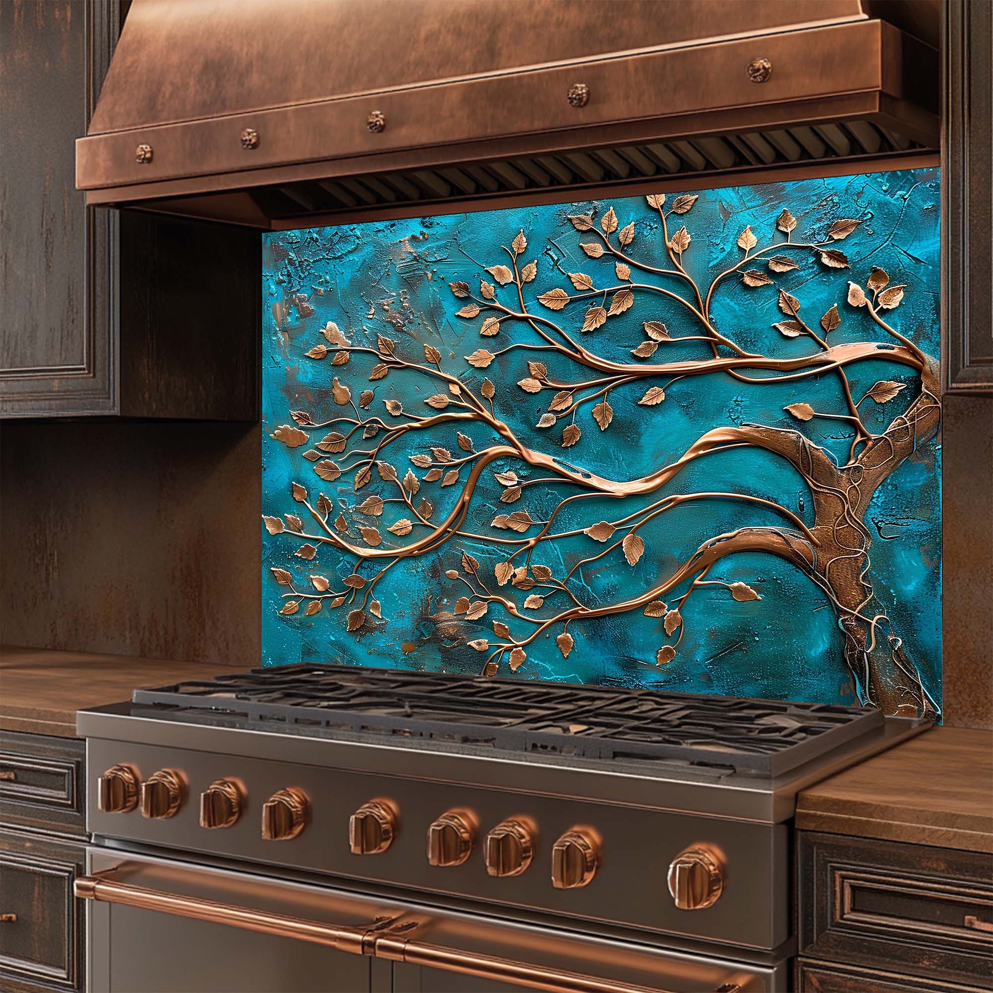 Bronze Harmony – Tempered Glass Backsplash for Kitchen – Copper Look Glass Backsplash