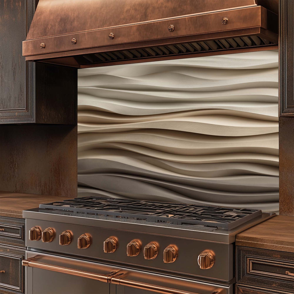 Sand Flow – Tempered Glass Backsplash for Kitchen | Neutral Earth Tone Backsplash