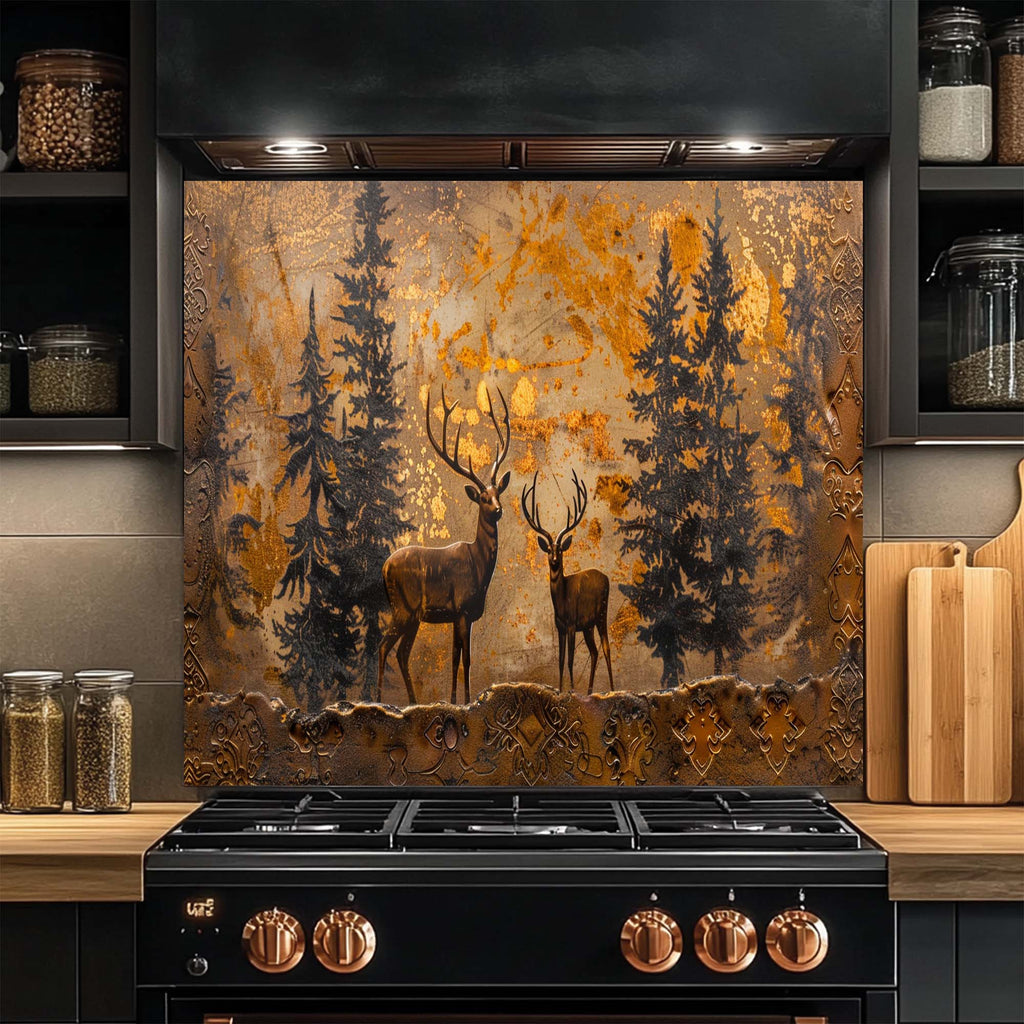 Copper Crest – Tempered Glass Backsplash for Kitchen | Stag & Forest Design Backsplash