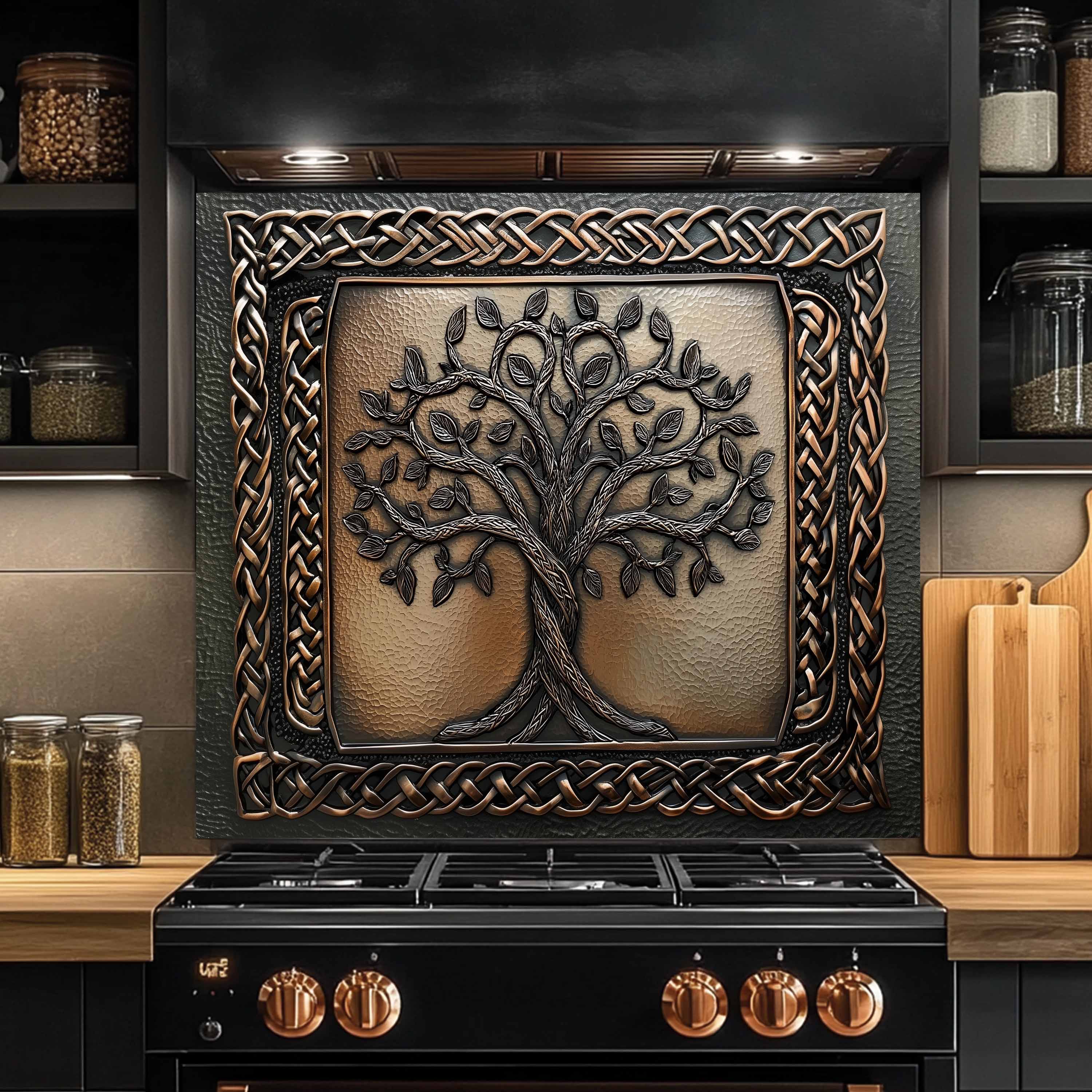 Protector contra salpicaduras de cocina personalizado – Protector contra salpicaduras de cristal templado de raíces celtas