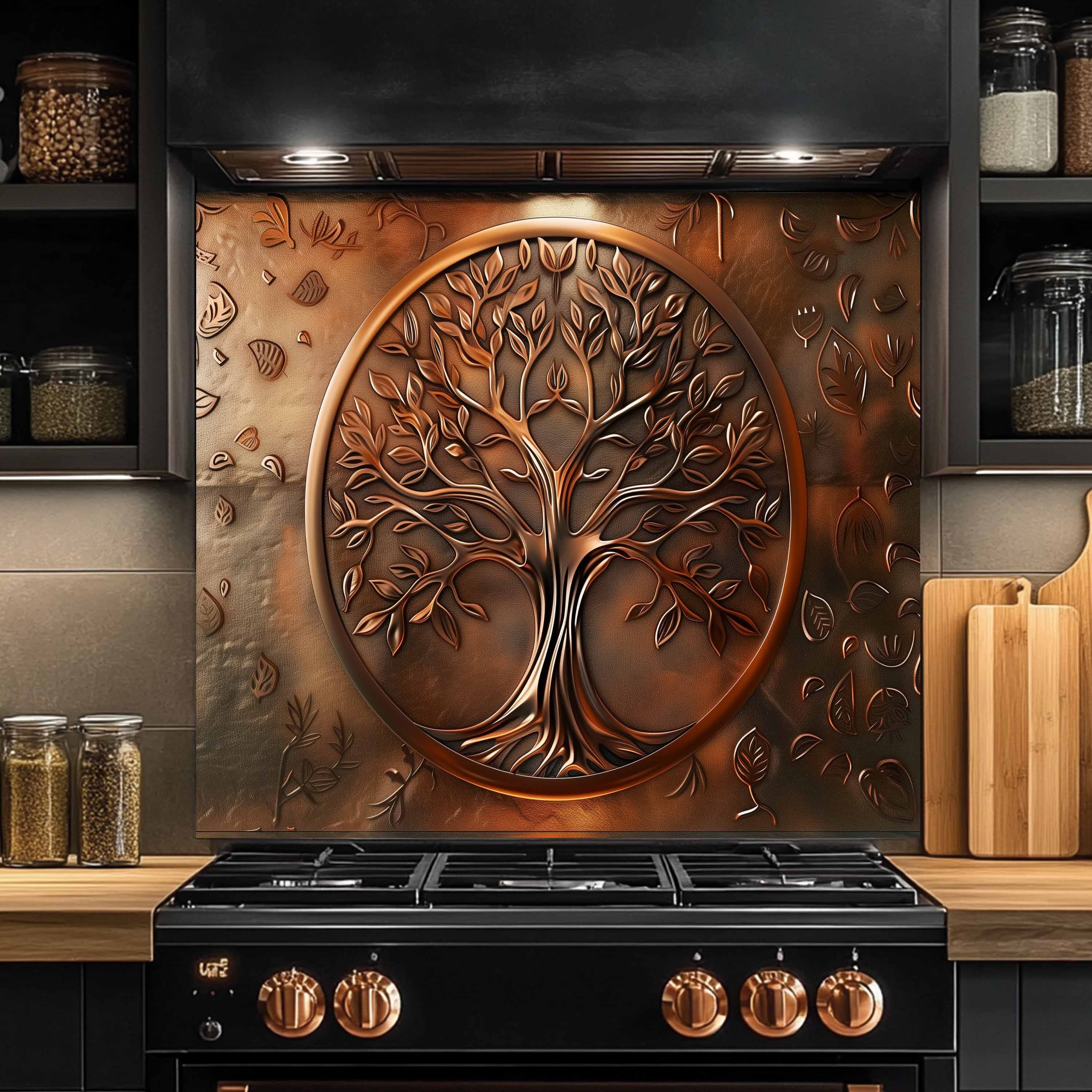 Custom Kitchen Backsplash – Bronze Harmony Tempered Glass Stove Backsplash
