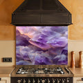 Amethyst Aura – Tempered Glass Backsplash for Kitchen | Spiritual Luxe Design Backsplash