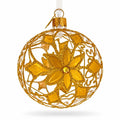 Jeweled White Filigree Flower Clear Glass Ball Christmas Ornament