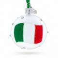 Italian Flag with Crystal Accents on Frosted White Glass Ball Christmas Ornament
