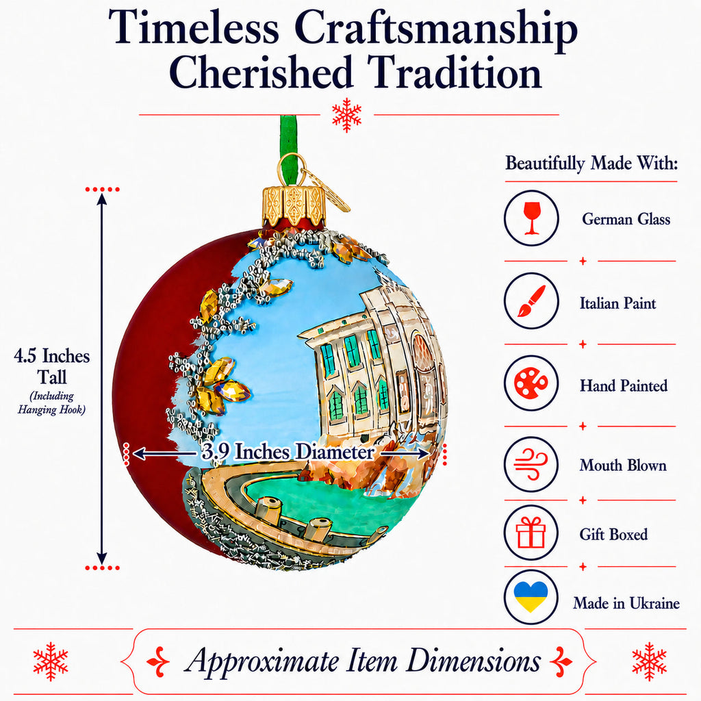 Trevi Fountain, Rome, Italy Glass Ball Christmas Ornament