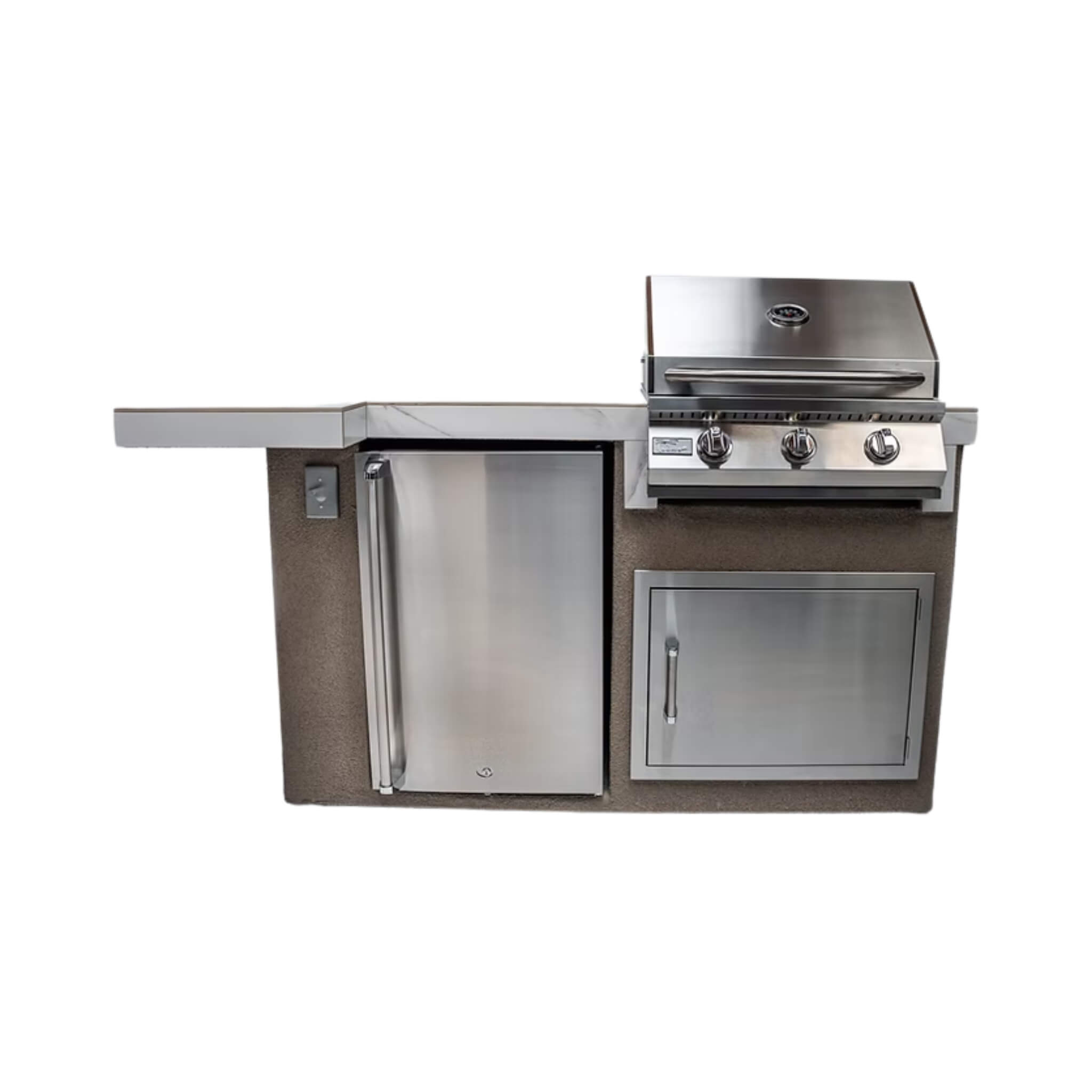 KoKoMo Grills Isla de barbacoa Mini Maui de 6 pies con luces LED, barbacoa integrada y refrigerador [hecho a pedido] (SAK53828)
