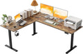 L Shaped Electric Standing Desk 75x61 Sit Stand Brown
