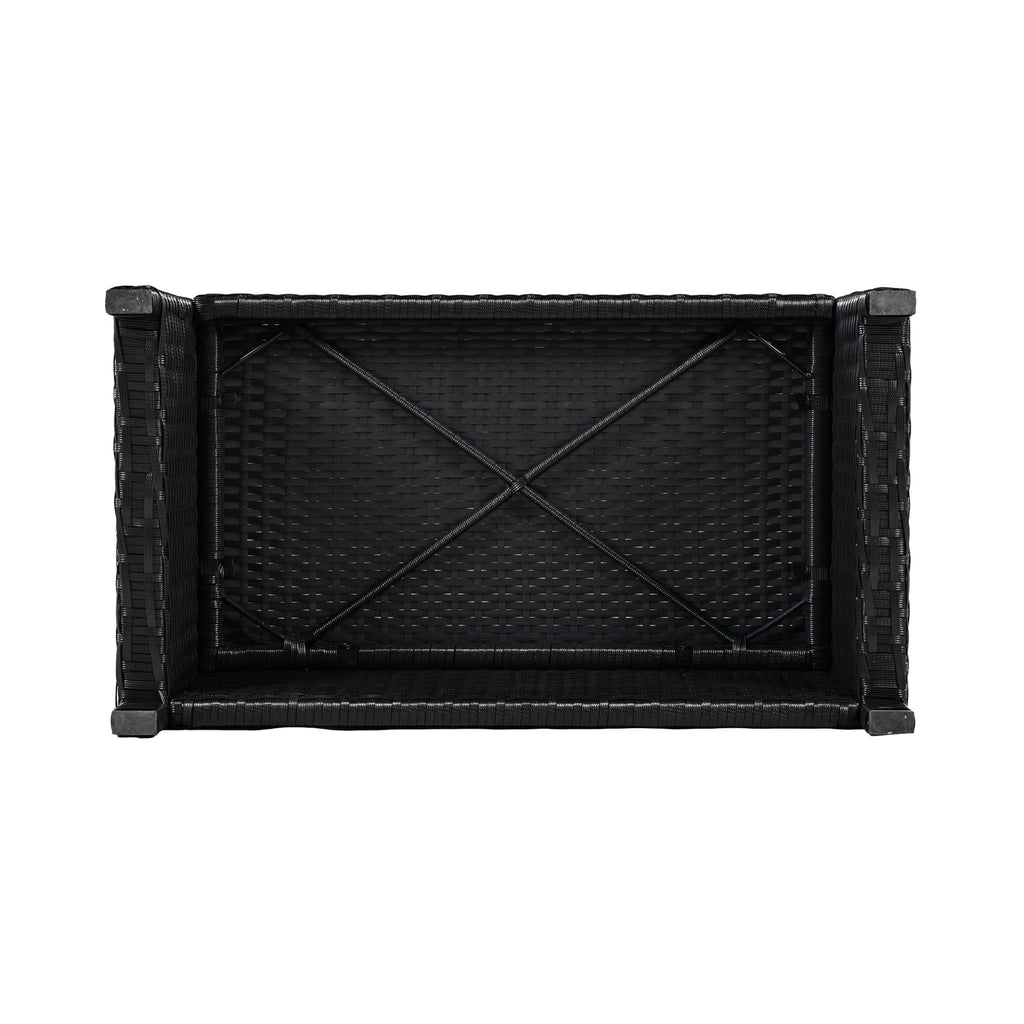 Conjunto de sofá seccional de ratán para spa exterior grande Alora con forma cuadrilátera y compartimentos de almacenamiento (SAK80217)