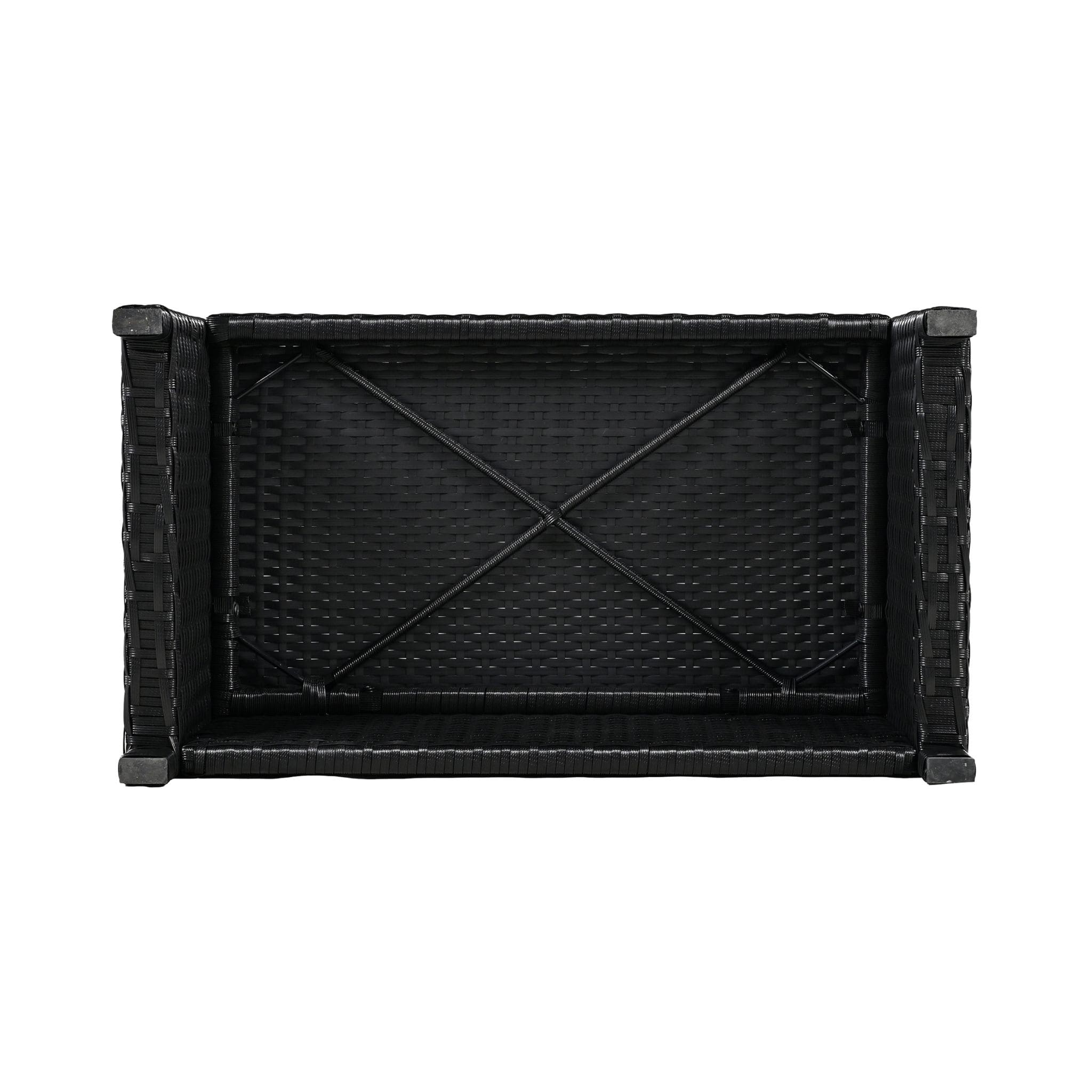 Conjunto de sofá seccional de ratán para spa exterior grande Alora con forma cuadrilátera y compartimentos de almacenamiento (SAK80217)