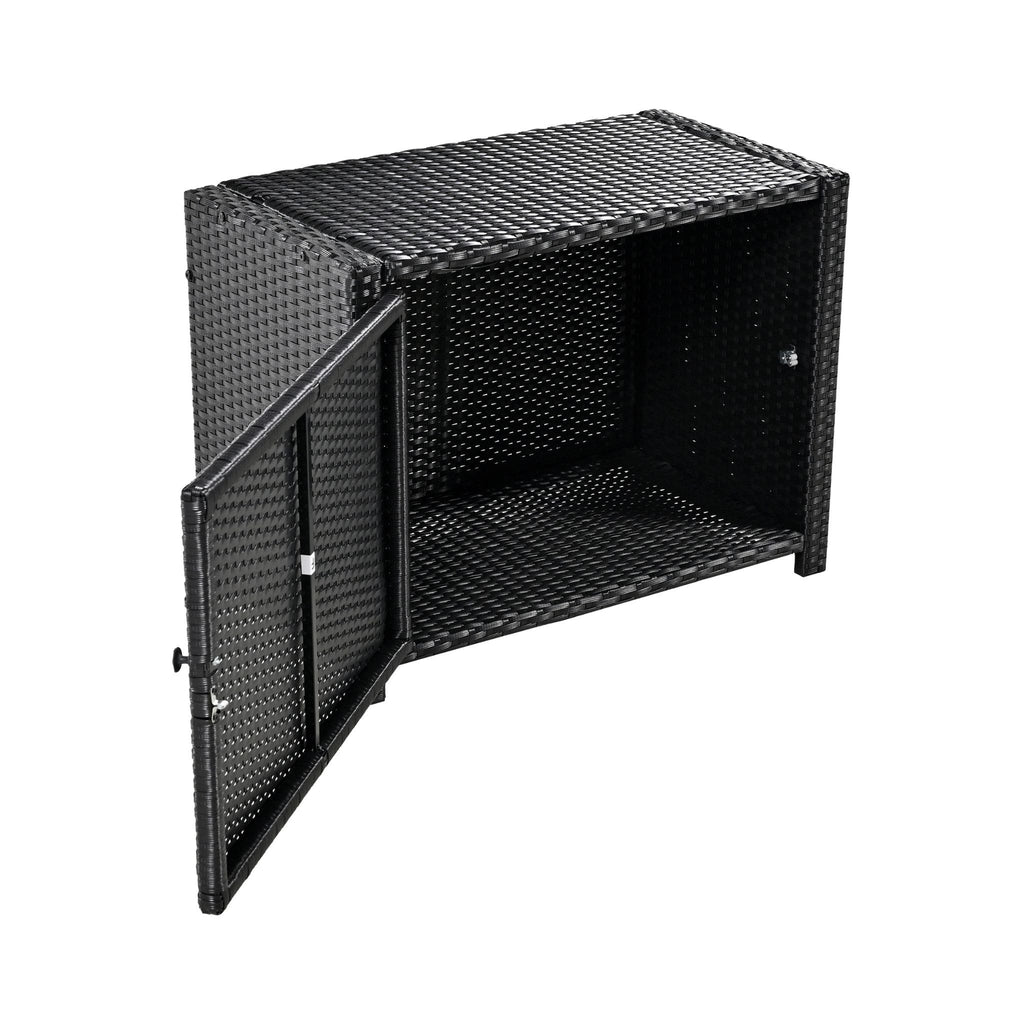 Conjunto de sofá seccional de ratán para spa exterior grande Alora con forma cuadrilátera y compartimentos de almacenamiento (SAK80217)
