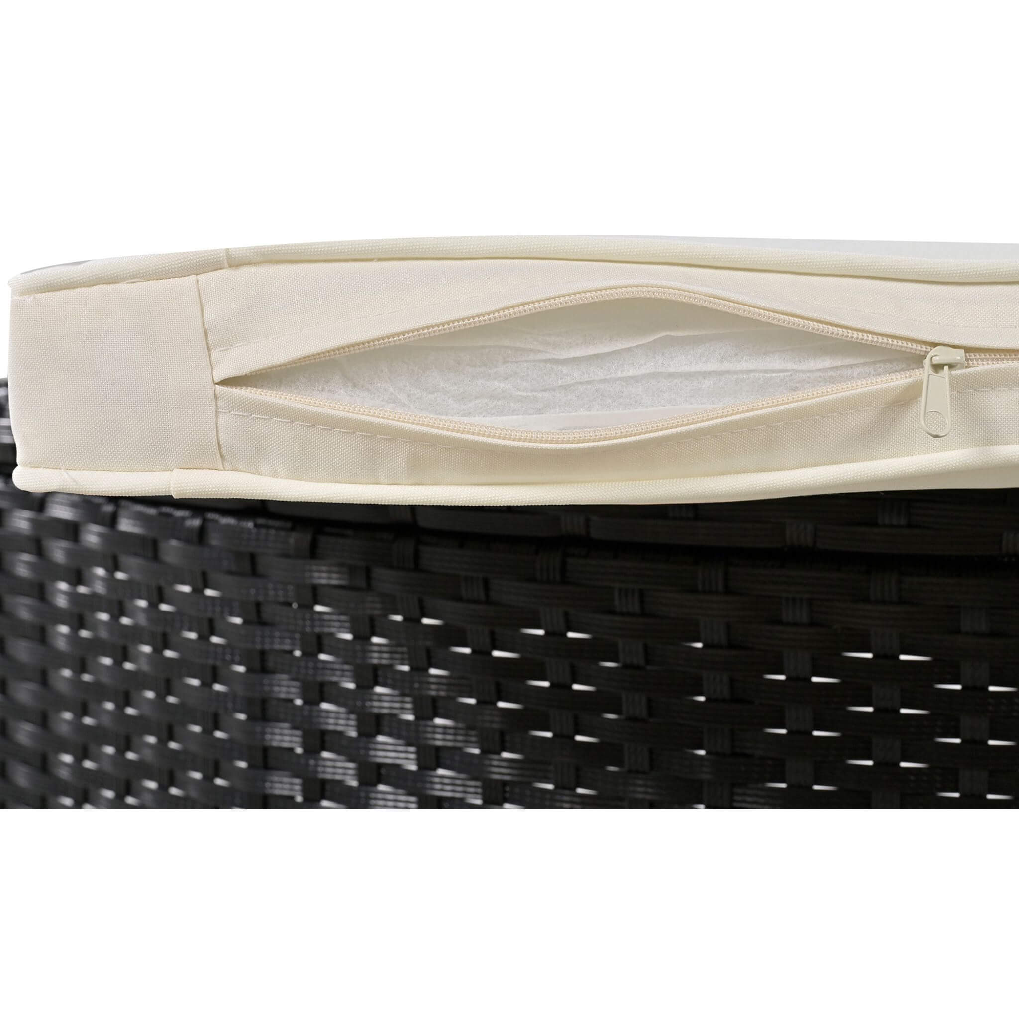 Conjunto de sofá seccional de ratán para spa exterior grande Alora con forma cuadrilátera y compartimentos de almacenamiento (SAK80217)