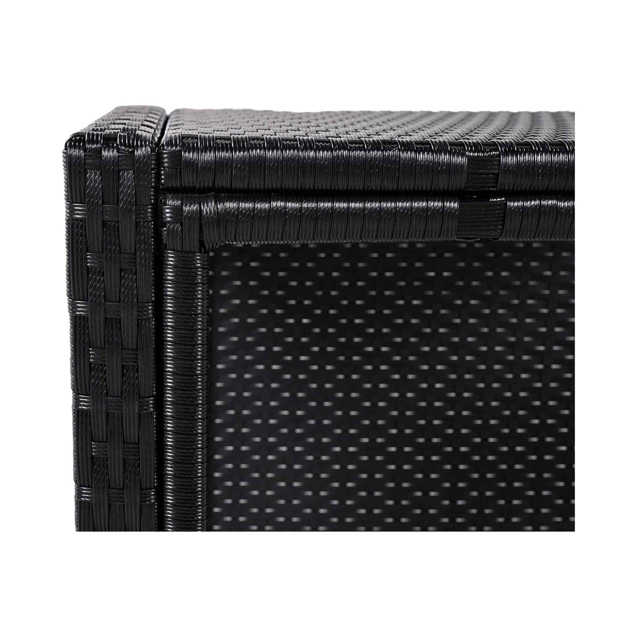 Conjunto de sofá seccional de ratán para spa exterior grande Alora con forma cuadrilátera y compartimentos de almacenamiento (SAK80217)