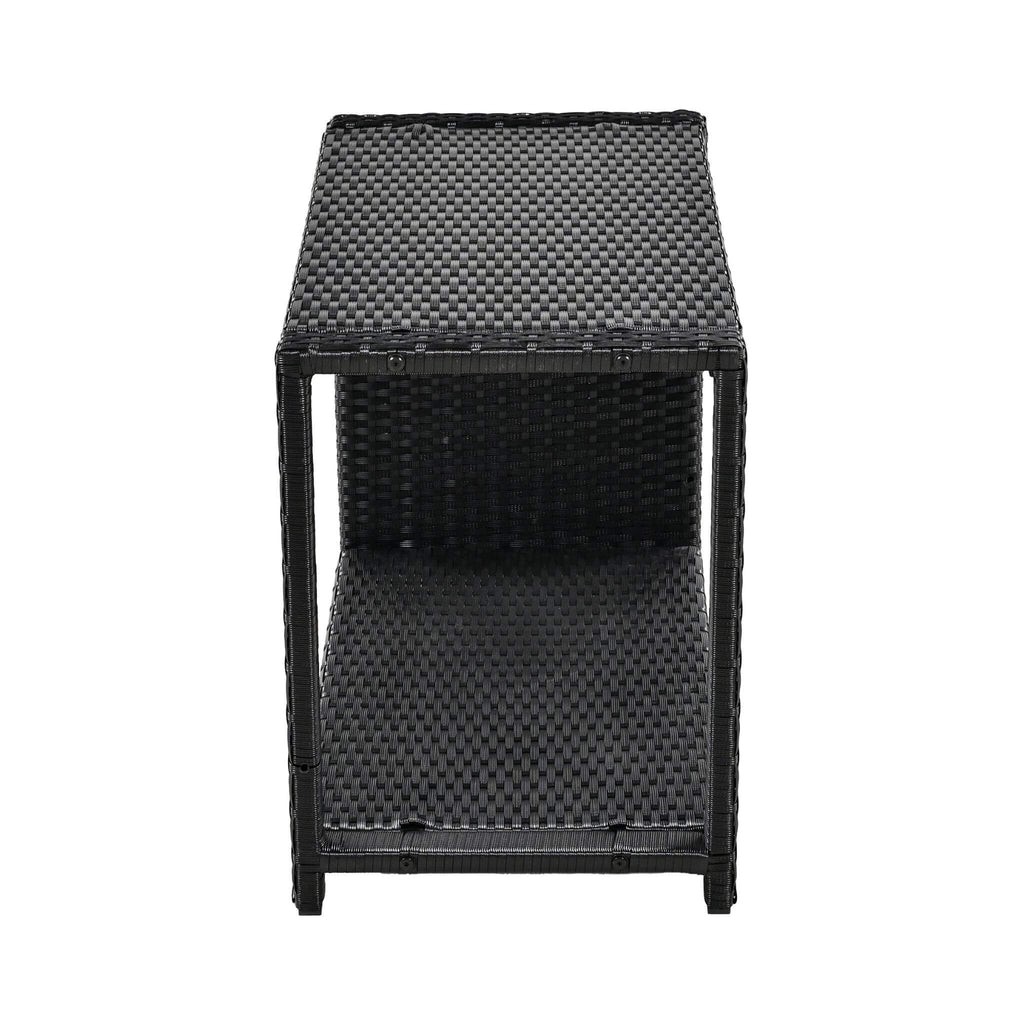 Conjunto de sofá seccional de ratán para spa exterior grande Alora con forma cuadrilátera y compartimentos de almacenamiento (SAK80217)