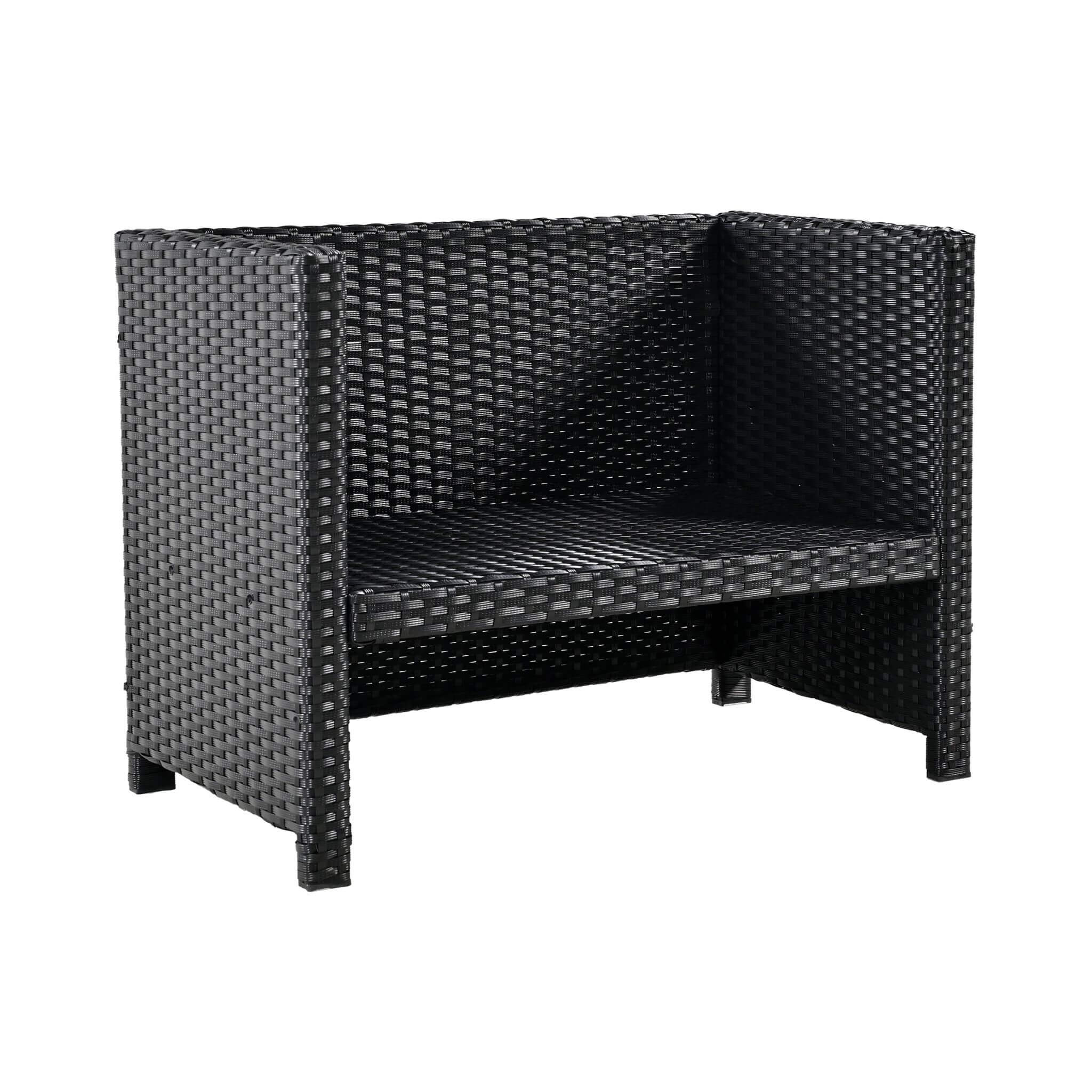 Conjunto de sofá seccional de ratán para spa exterior grande Alora con forma cuadrilátera y compartimentos de almacenamiento (SAK80217)