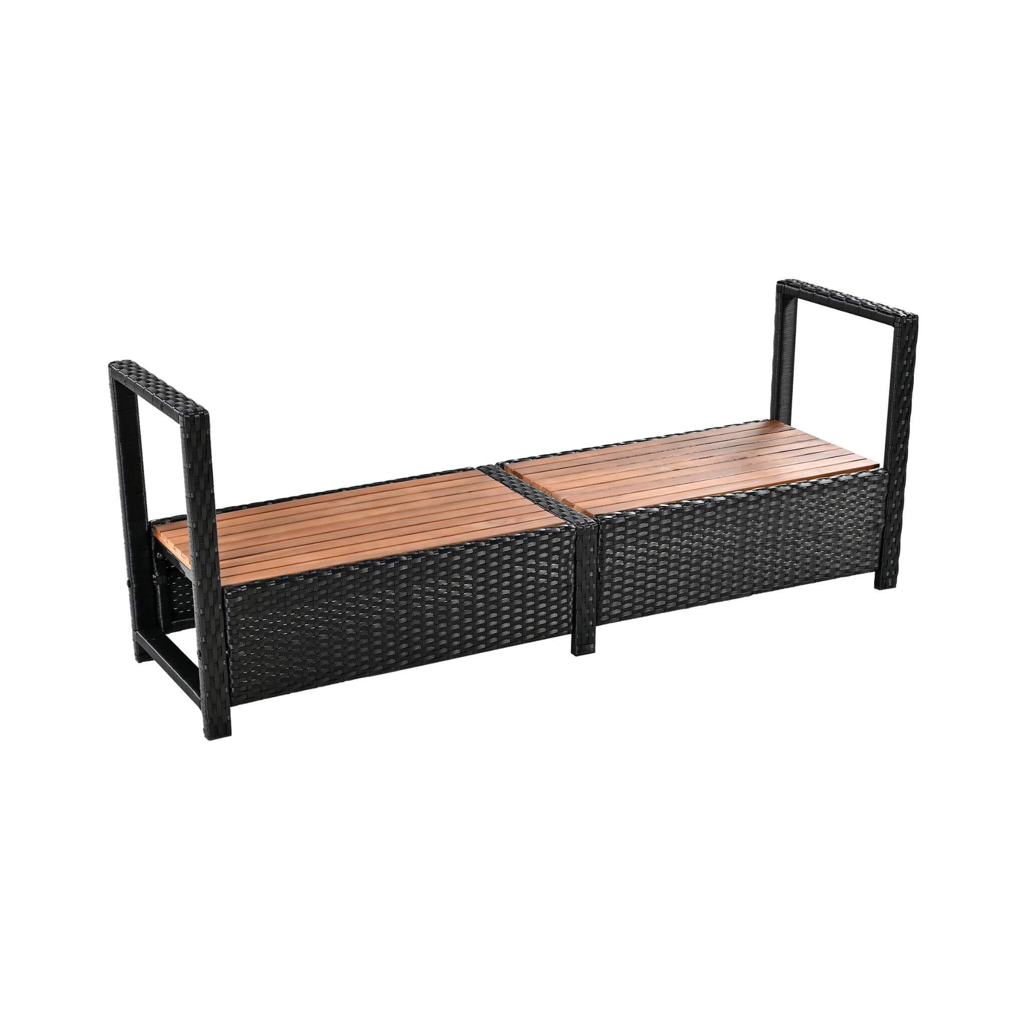 Conjunto de sofá seccional de ratán para spa exterior grande Alora con forma cuadrilátera y compartimentos de almacenamiento (SAK80217)