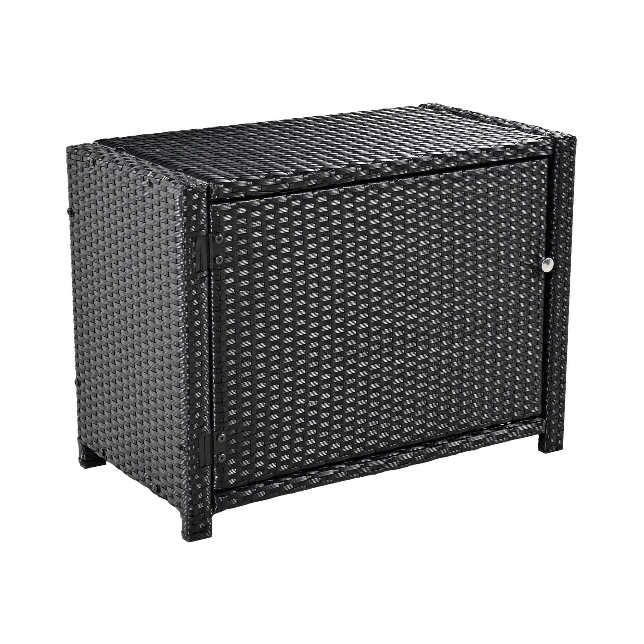 Conjunto de sofá seccional de ratán para spa exterior grande Alora con forma cuadrilátera y compartimentos de almacenamiento (SAK80217)