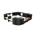 Conjunto de sofá seccional de ratán para spa exterior grande Alora con forma cuadrilátera y compartimentos de almacenamiento (SAK80217)