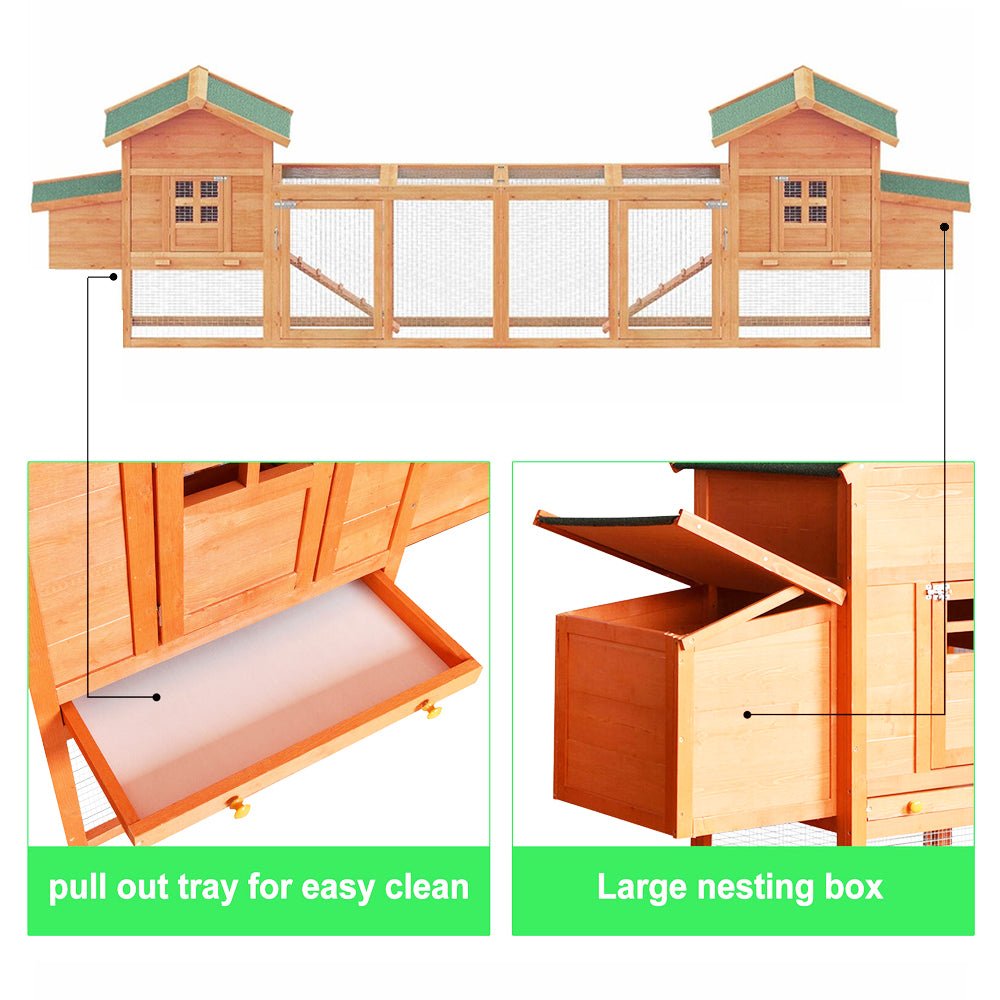 Gallinero grande de madera de 160 pulgadas con caja nido y área de ejercicio (SAK96451)