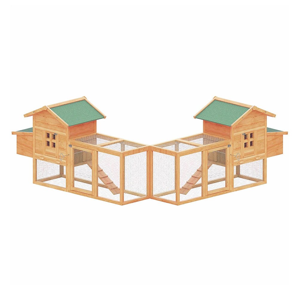 Gallinero grande de madera de 160 pulgadas con caja nido y área de ejercicio (SAK96451)