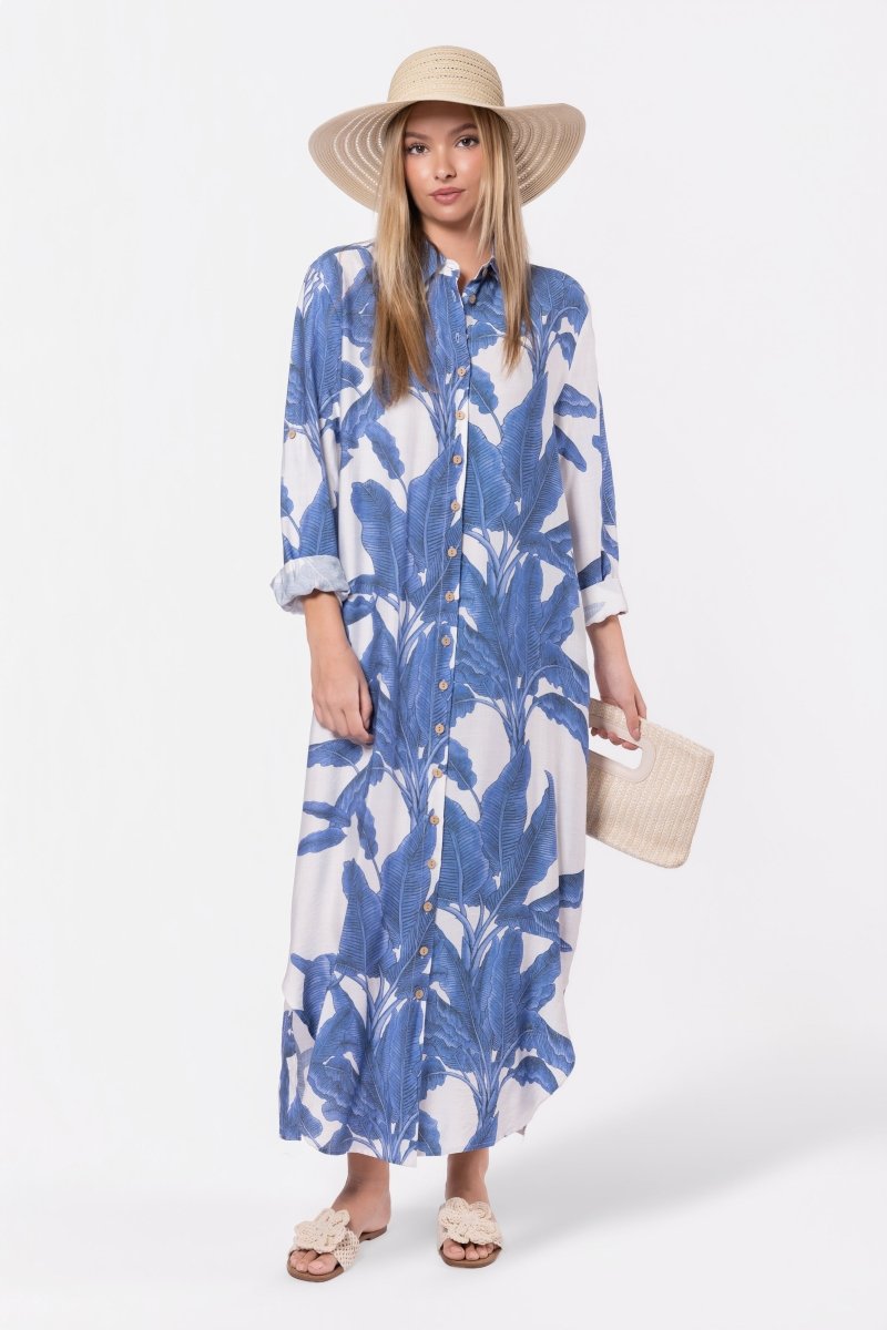 Lindsey Dress (White/Blue)