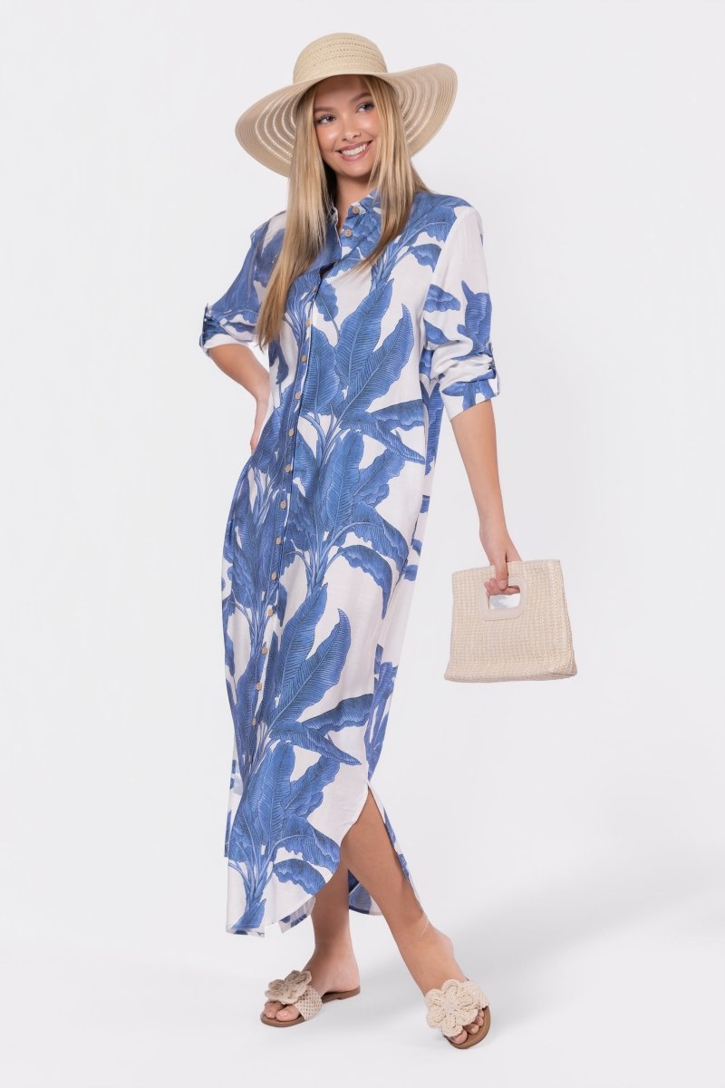 Lindsey Dress (White/Blue)