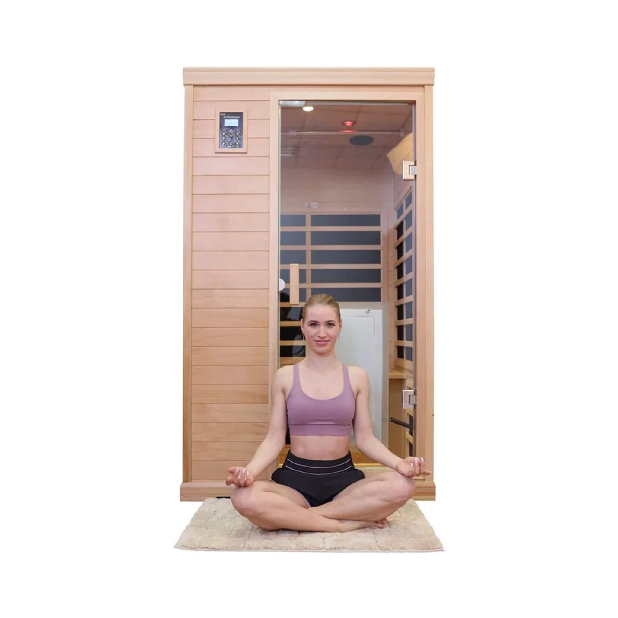 Thermora Ivara Luxury 2-Person Hemlock Wood FAR Infrared Sauna Room W/ Glass Door, 1750W (SAK81525)