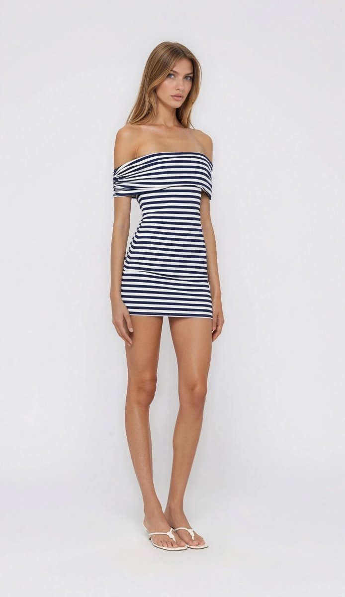 Malory Striped Mini Dress – Navy/White