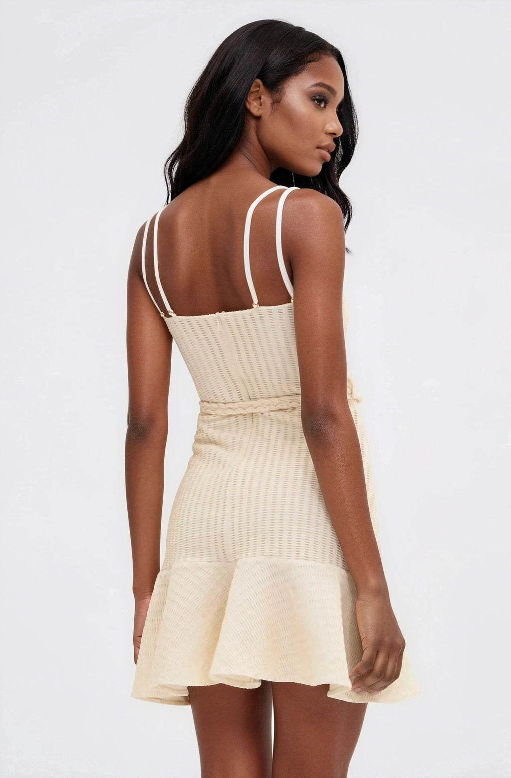 Metallic Knit Mini Dress – Off White