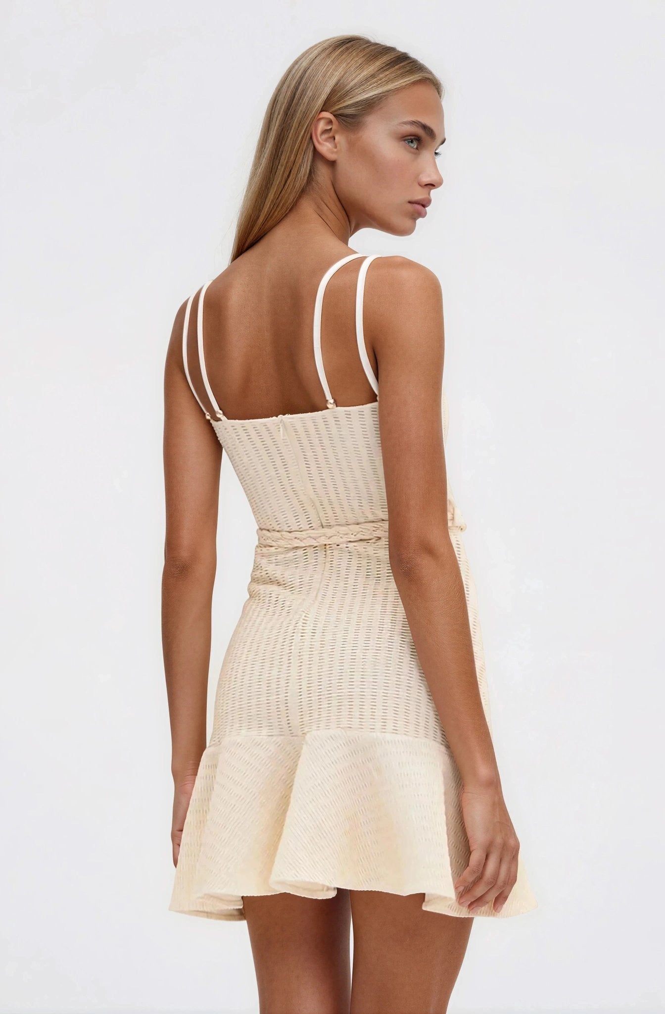 Metallic Knit Mini Dress – Off White