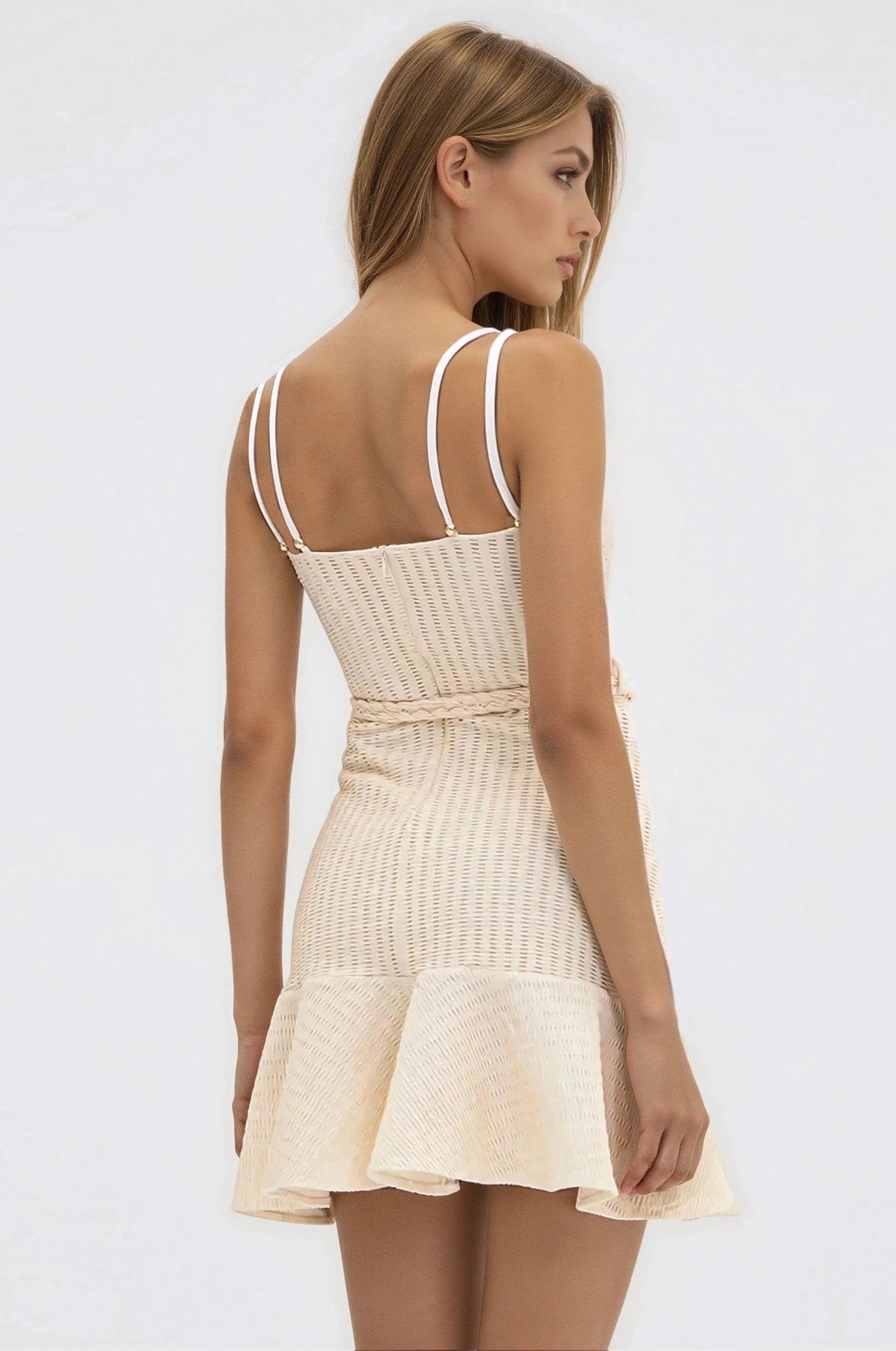 Metallic Knit Mini Dress – Off White