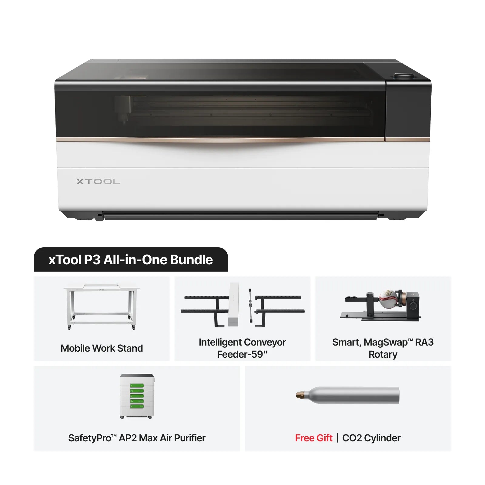 Cortadora láser de CO2 insignia xTool P3 de 80W con automatización inteligente
