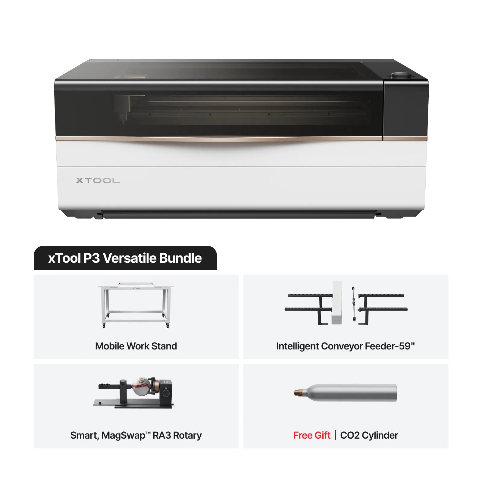Cortadora láser de CO2 insignia xTool P3 de 80W con automatización inteligente