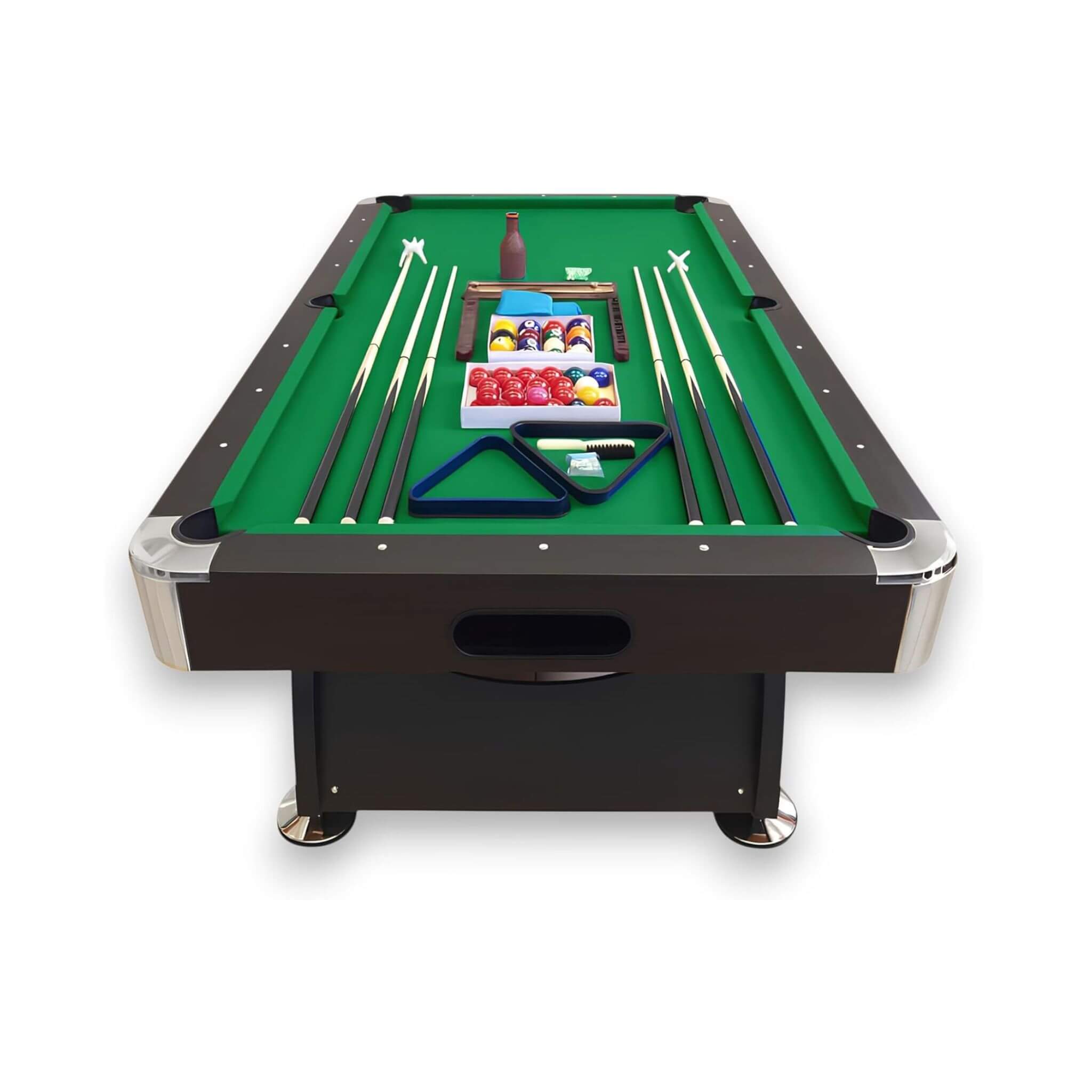 Mesa de billar moderna de 8 pies con tapete verde, retorno automático de bolas y kit de accesorios (SAK24870)
