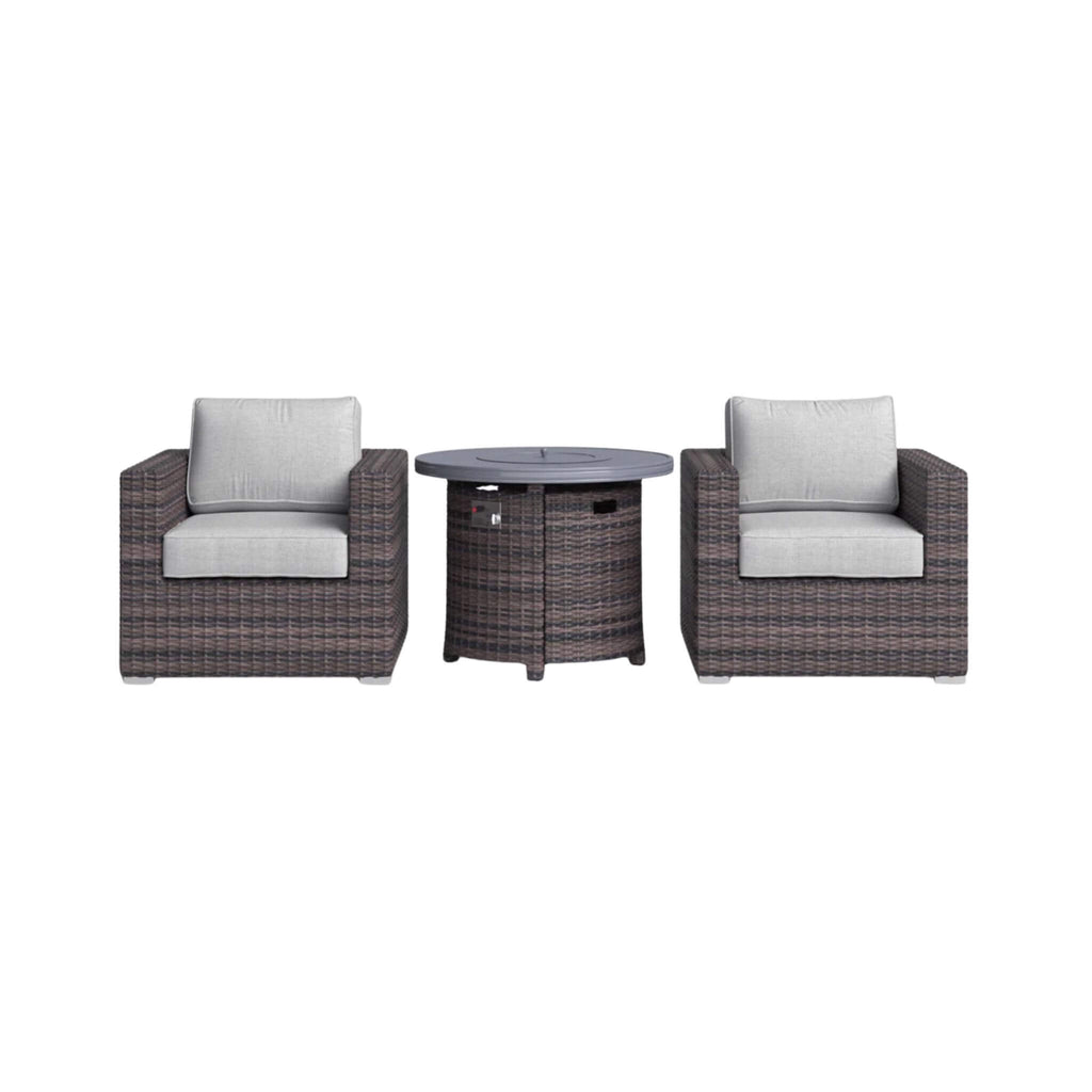 Conjunto de sofá modular de ratán de 3 piezas Alora con cojines resistentes a la intemperie (SAK75321)