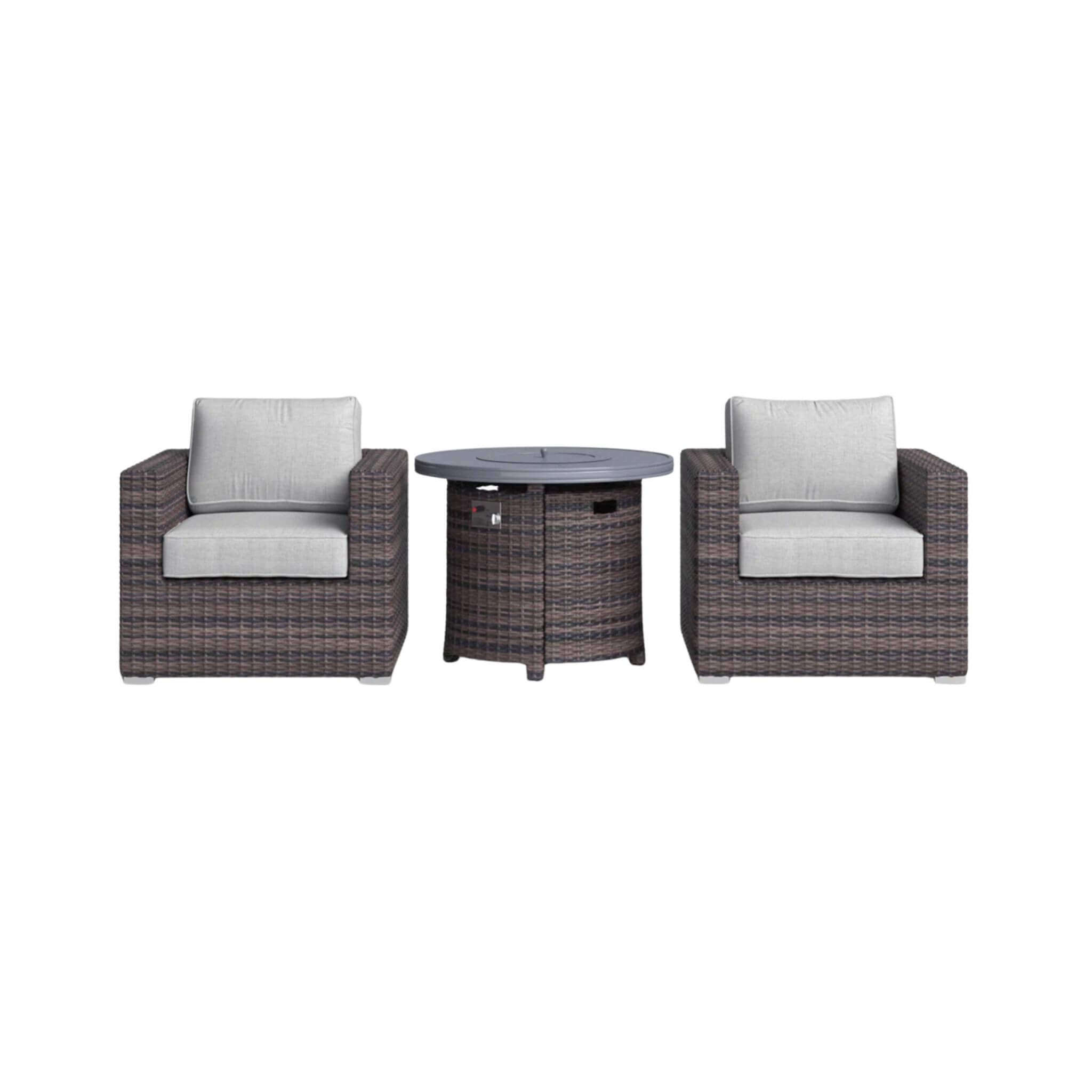 Conjunto de sofá modular de ratán de 3 piezas Alora con cojines resistentes a la intemperie (SAK75321)