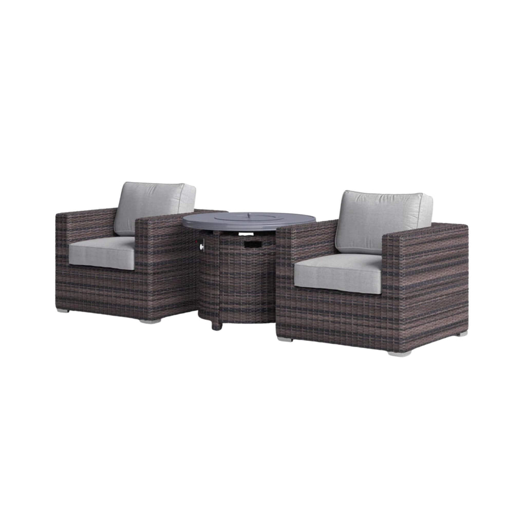 Conjunto de sofá modular de ratán de 3 piezas Alora con cojines resistentes a la intemperie (SAK75321)